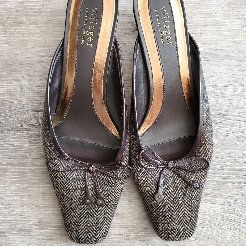 ☆|Villager (liz Claiborne)|☆Brown Tweed Mules